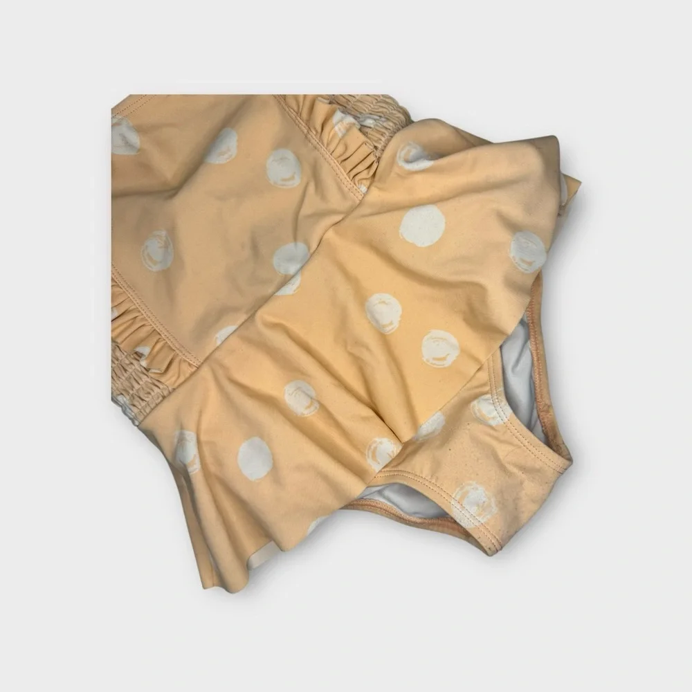 Jessica Simpson Peach Color Polka Dot Peplum Halter Swimsuit